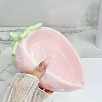 Мультяшная Креативная Мыльница в виде Клубники, Бытовая, для Туалета, Раковины, Керамическая, Без Перфорации, Слив, Розовая