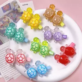 Мультяшная креативная смешная конфетная цветная светящаяся черепаха из смолы мини-милая заколка для волос для женщин и девочек челка заколка аксессуары для волос A11