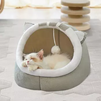 Мультяшная кровать для питомца, кошачьи пещеры, гнездо, полузакрытая, уютная, теплая, удобная, для сна, домик для животных S