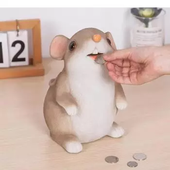 Мультяшная крыса-копилка, милая мышь, украшение для хранения, статуэтка из смолы, настольные поделки, украшение для дома, статуэтка-коробка для монет