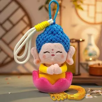 Мультяшная кукла Будда Шакьямуни, плюшевая игрушка Будда, плюшевый кулон на рюкзак, декор коричневый