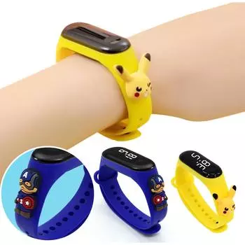 Мультяшная кукла детские электронные часы водонепроницаемый светодиодный браслет мужские и женские студенческие спортивные часы One Size синий