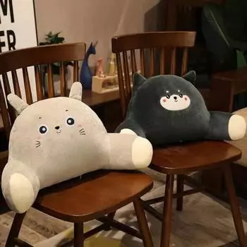 Мультяшная кукла, мягкая подушка, милый плюшевый орнамент, подушка для спины для спальни, гостиной, защита талии, подушка для дивана, офисного сиденья, дня рождения чёрный