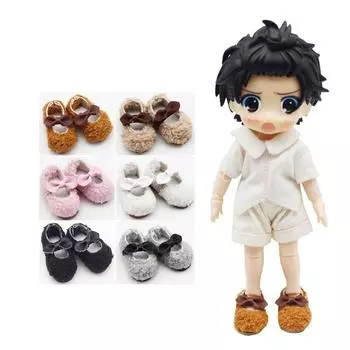 Мультяшная кукольная шапочка-туфля Легкая хлопковая шапочка-туфля BJD Obitsu 11 Детская кукольная обувь коричневый