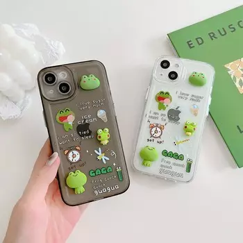 Мультяшная лягушка 3d Diy ручной работы милый силиконовый мягкий мультяшный чехол для телефона для Iphone X Xr 12 13 Pro Max 11 Xsmax прекрасная задняя крышка Капа for iphone x xs