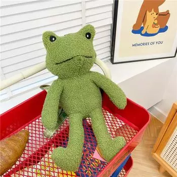 Мультяшная лягушка креативный рюкзак милый животный плюшевый рюкзак мягкая милая кукла милый кулон украшение для детской комнаты Double Shoulder