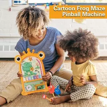 Мультяшная лягушка, лабиринт, машина для пинбола, милая игра с животными, ручной пинбол, развивающая детская игрушка для малышей, детский сад жёлтый