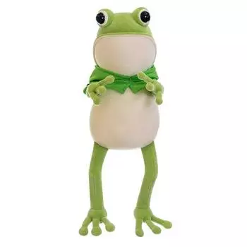 Мультяшная лягушка, мягкая игрушка-подушка, милая большеглазая длинноногая зеленая лягушка, плюшевые игрушки-компаньоны для сна, мягкая набивная игрушка, девочка, плюш 45cm зелёный