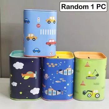 Мультяшная металлическая квадратная копилка, небьющаяся коробка для хранения монет, мини-жестяная копилка, ящик для хранения монет, счетчик для хранения монет 1PC