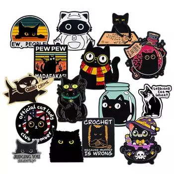 Мультяшная милая черная кошка брошь женская брошь булавка многофункциональное украшение значок одежда аксессуары рюкзак аксессуары 01