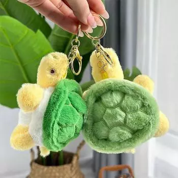 Мультяшная милая маленькая черепашка кукла пищащая плюшевая игрушка кулон школьный портфель брелок 10 см кукла color randomly sent