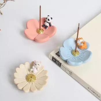 Мультяшная милая маленькая животная линия, основа для благовоний, домашний интерьер, ароматерапия, вставка для благовоний, тарелка для благовоний, украшения, украшения