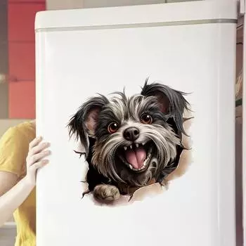 Мультяшная милая наклейка на стену для домашних животных, собаки, ванной, туалета, наклейка для украшения кабинета, водостойкая самоклеящаяся наклейка для щенка 30x30cm