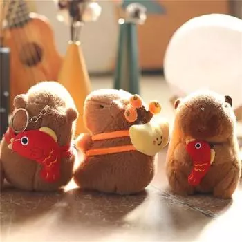 Мультяшная милая плюшевая кукла-капибара, брелок для ключей, мягкая игрушка, рюкзак, подвесное украшение, сумка, украшение, подарок для ребенка A3