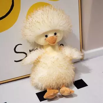 Мультяшная Милая Плюшевая Подушка-Компаньон в виде Пухлого Утенка с Длинными Волосами 40 cm жёлтый