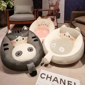 Мультяшная милая подушка-футон с изображением кота, мягкая плюшевая подушка, подушка для спины, диванная подушка, бытовая утолщенная подушка для пола в виде татами для спальни 50x30cm