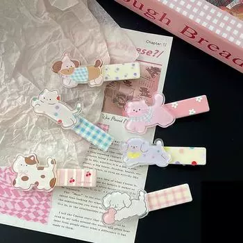 Мультяшная милая собака котенок акриловая заколка для волос для девочек милые заколки для волос в виде животных боковые челки заколки заколки аксессуары для волос подарки