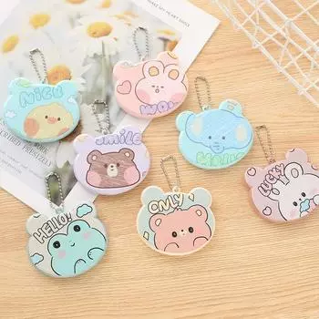 Мультяшная мини-расческа с зеркалом, портативная дорожная расческа, складная пластиковая головка, щетка, симпатичная расческа в виде животного, сумка-подвеска, расческа для девочек и детей, подарок