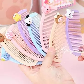 Мультяшная мини-расческа в форме полумесяца, милая детская маленькая расческа, пластиковая парикмахерская расческа для студентов, сетка, красный, маленький подарок