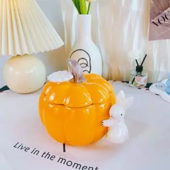 Мультяшная миска Кролик Обнимашки Тыква Офис Лапша быстрого приготовления Студенческое общежитие Легко чистится Керамические миски для супа Подарок на Хэллоуин 300ML-400ML