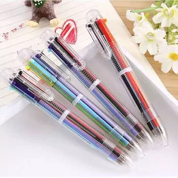 Мультяшная многоцветная шариковая ручка Six In One Touch Color Personality Oil Pen Student Candleware 6 Color Pen 6pcs разноцветный