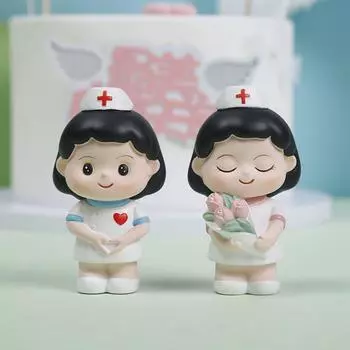 Мультяшная модель доктора, ручная работа, медсестра, украшения для выпечки, креативная белая фигурка медсестры, домашний декор style 3