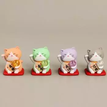 Мультяшная модель животного Neko Car Gift Home Decor Lucky Cat Фигурка Украшение Craft Miniatures 1pc Random