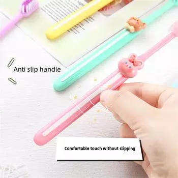 Мультяшная мягкая зубная щетка для студентов и взрослых, бытовая, защитная гигиена полости рта, для путешествий на открытом воздухе, портативная зубная щетка цвета конфет