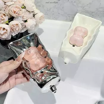 Мультяшная мыльница с зубной пастой, креативная керамическая мыльница, подставка для ванной комнаты без слива воды, мыльница, принадлежности для ванной комнаты белый