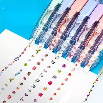 Мультяшная наклейка, лента, ручка, забавные детские канцелярские принадлежности, блокнот, украшение для дневника, ленты, этикетка, наклейка, бумажный декор для детей, игрушки, подарки