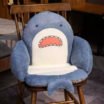Мультяшная Очаровательная Подушка-Сиденье Плюшевая С Дизайном Акулы Для Использования В Школе И Офисе Blue Surround