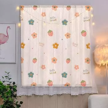 Мультяшная оконная занавеска, двухслойное кружево, липучка, домашний декор, светонепроницаемые шторы Flower,90*100cm/35.4*39.4in