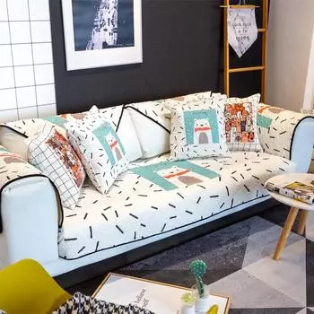 Мультяшная осенне-зимняя подушка для дивана, простая современная плюшевая нескользящая подушка, чехол для дивана-полотенца 70*70cm
