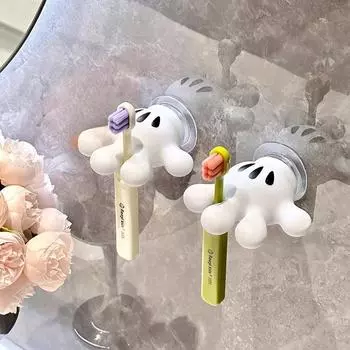 Мультяшная пальма для ванной комнаты, зубная щетка, присоска, вешалка для хранения 1pc белый