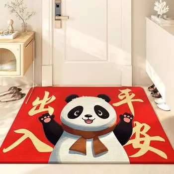 Мультяшная панда Безопасный вход Keni Velvet Входная дверь Нескользящий коврик Бытовой входной коврик Впитывающий грязь 50*80cm