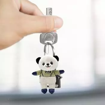 Мультяшная панда, плюшевая подвеска, мягкая мягкая кукла, подвесной орнамент, комбинезон в стиле джентльмена, плюшевая панда, милый брелок, очаровательное украшение для рюкзака синий