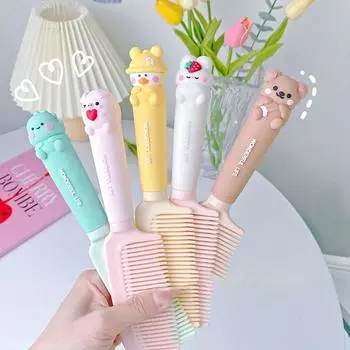 Мультяшная парикмахерская расческа, симпатичная прямая расческа для волос, портативная массажная расческа для девочек 02