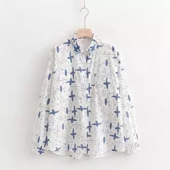 Мультяшная планка Животное Белые цветы Длинные рукава Топы White Seagull Free size 40.00 kg-67.50 kg weight