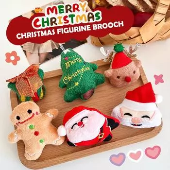 Мультяшная плюшевая брошь Санта-елка Снеговик Санта-Клаус Лось куртка свитер эмалированные булавки милый рождественский значок аксессуары для одежды A3