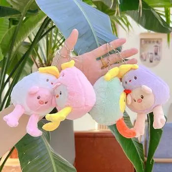 Мультяшная плюшевая длинноногая курица, школьный рюкзак, подвеска, аксессуары, милый креативный плюшевый брелок с курицей фиолетовый