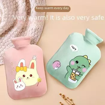 Мультяшная плюшевая грелка для рук с милым детским принтом, портативная и многоразовая — идеально подходит для согревания в дороге. 250ml randomly sent