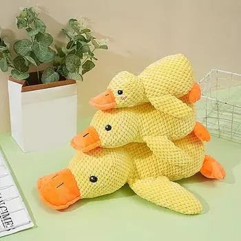 Мультяшная плюшевая игрушка для сна, милая мягкая игрушка в виде утки, прочная, устойчивая к укусам, пищащая, чистящая зубы для домашних животных, жевательная игрушка, товары для животных S