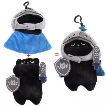 Мультяшная плюшевая игрушка кота Глупый черный кот Мягкая игрушка Сопровождающая кукла Рыцарь Кот Плюшевая кукла Дети Black Cat