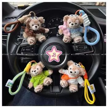 Мультяшная плюшевая кукла Disney Duffy ShellieMay, милый брелок для ключей, кавайный декоративный кулон для салона автомобиля, зеркало заднего вида, плюшевая подвеска, подарок для девочки