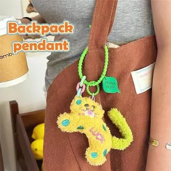 Мультяшная плюшевая кукла в виде кота в горошек с изображением удачи, мягкая плюшевая игрушка-брелок для ключей, школьная сумка, кулон, подарки для пары розовый