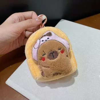 Мультяшная плюшевая монетница в виде капибары, милый кошелек для мелочи с животным, прекрасная мини-сумка для хранения наушников, подвеска-брелок A1