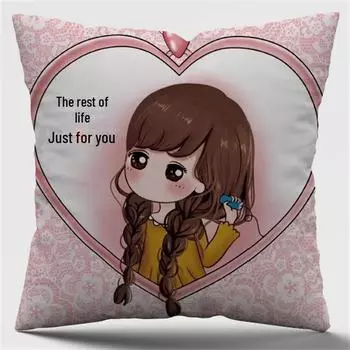 Мультяшная плюшевая подушка для дивана, офисная подушка, подарок Cover Only 37*37cm