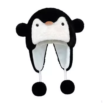 Мультяшная плюшевая шапка-бини для вечеринки, косплея, праздников, походов, скалолазания чёрный