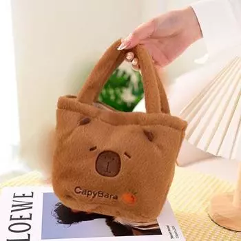 Мультяшная плюшевая сумка с изображением животных Капибара, большая вместимость, рюкзак с изображением животных, унисекс зелёный