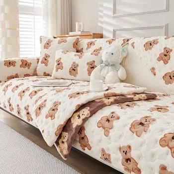 Мультяшная подушка для дивана из молочного волокна, зимняя утолщенная флисовая Нескользящая подушка, чехол для дивана, новое одеяло 70*70cm